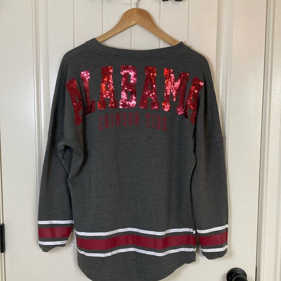Alabama Crimson Tide Colosseum Womens Long Sleeve Shirt Size S Sequins Grey‎ Red - Picture 2 of 9